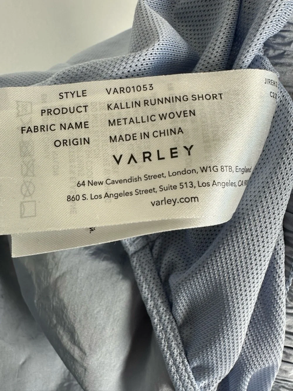 Varley Light Gray-Blue Kallin Athletic Running Shorts lined Size Large